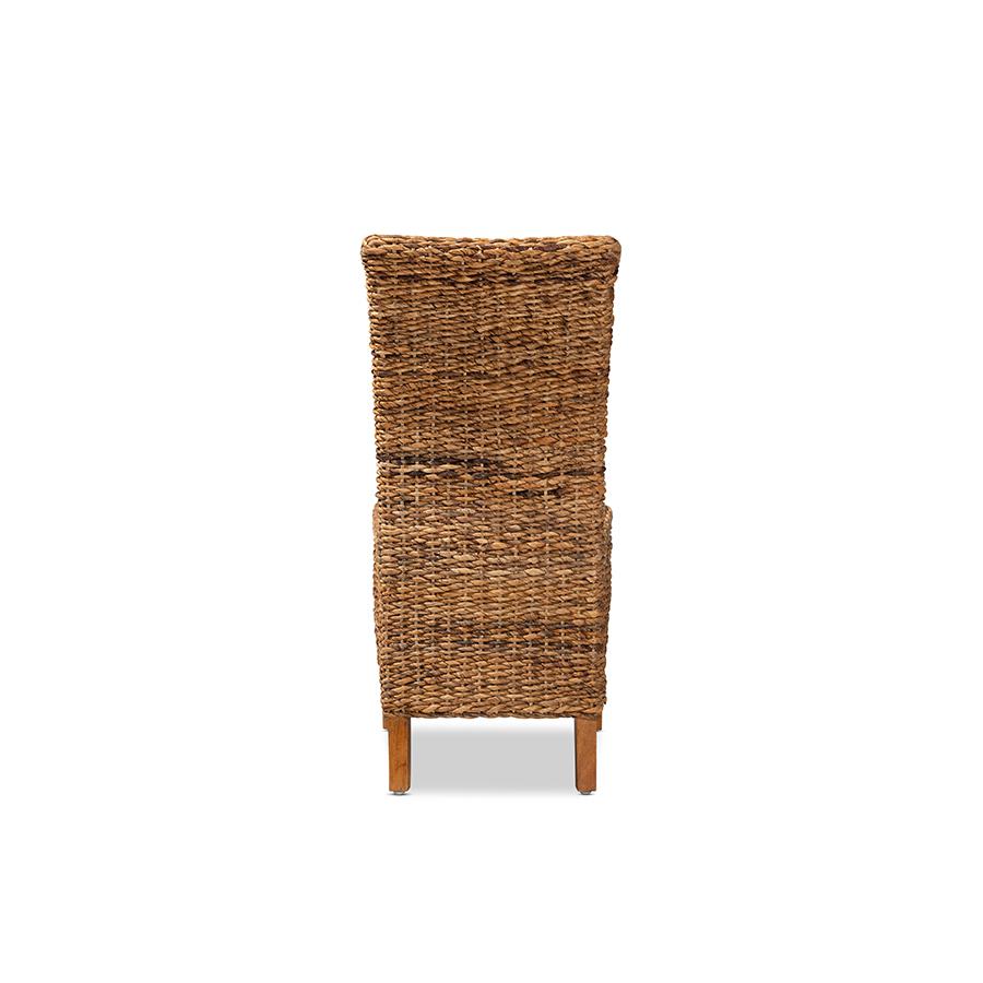 Baxton Studio Trianna Rustic Transitional Natural Abaca and Brown Finished Wood Dining Chair. Picture 4
