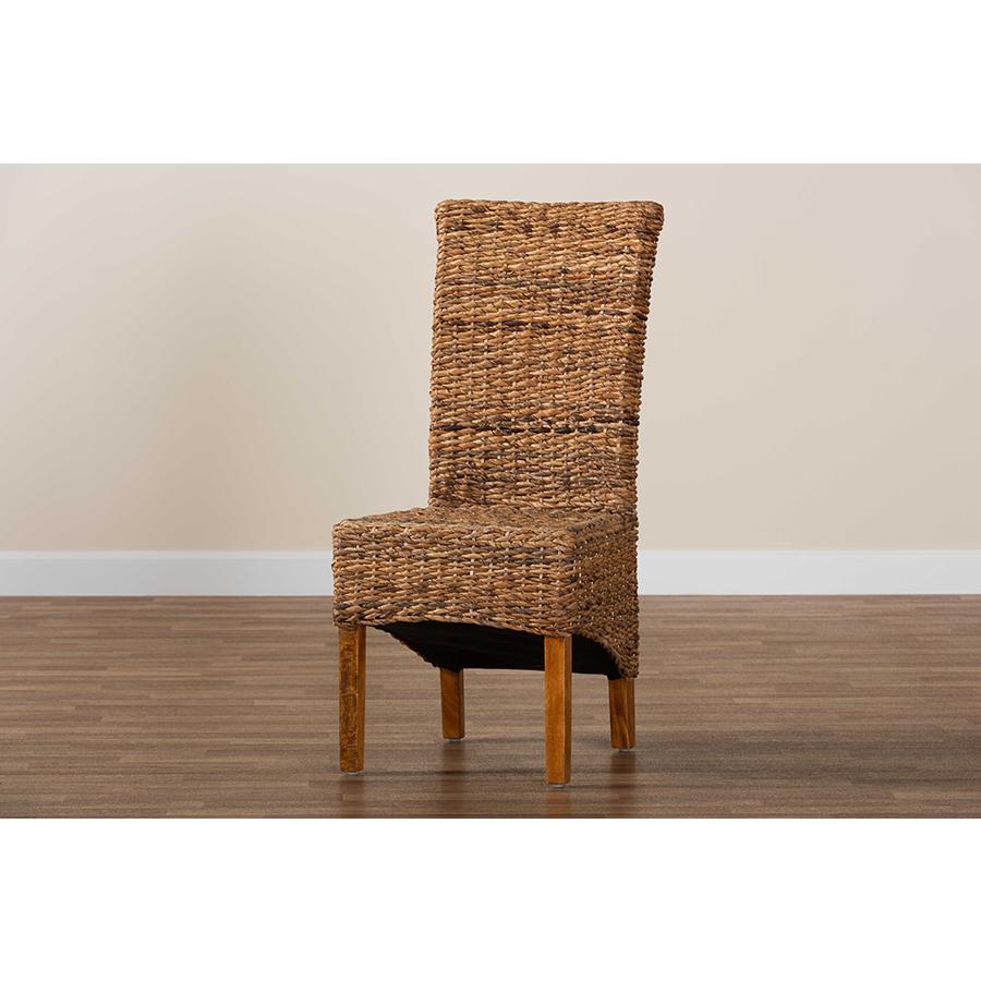 Baxton Studio Trianna Rustic Transitional Natural Abaca and Brown Finished Wood Dining Chair. Picture 9
