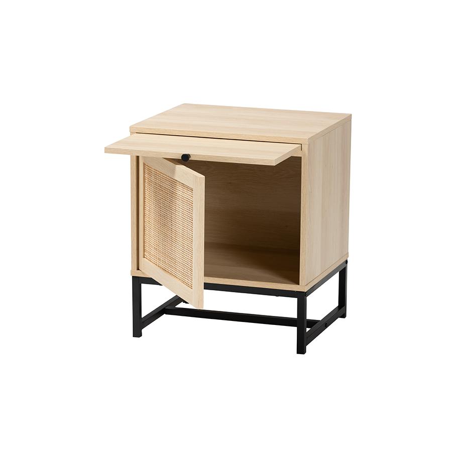 Baxton Studio Caterina 1-Door Nightstand with Pull-Out Shelf. Picture 2