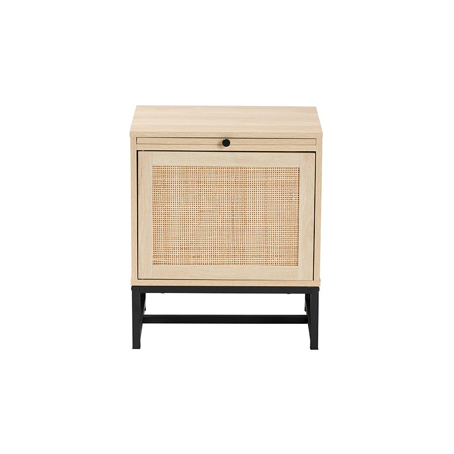 Baxton Studio Caterina 1-Door Nightstand with Pull-Out Shelf. Picture 3