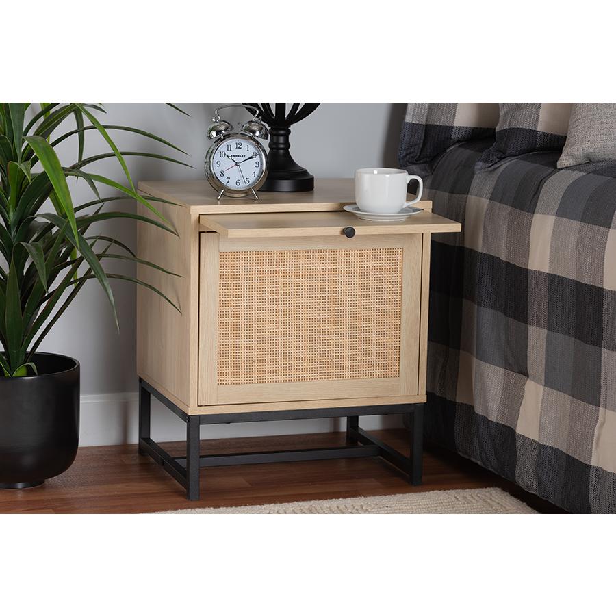 Baxton Studio Caterina 1-Door Nightstand with Pull-Out Shelf. Picture 8