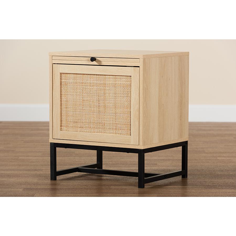 Baxton Studio Caterina 1-Door Nightstand with Pull-Out Shelf. Picture 9