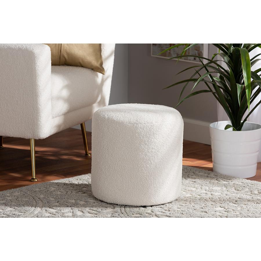 Baxton Studio Tori Modern and Contemporary Ivory Boucle Upholstered Ottoman. Picture 4