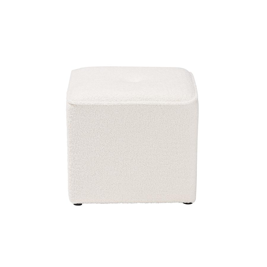 Baxton Studio Isaiah Modern and Contemporary Ivory Boucle Upholstered Ottoman. Picture 2