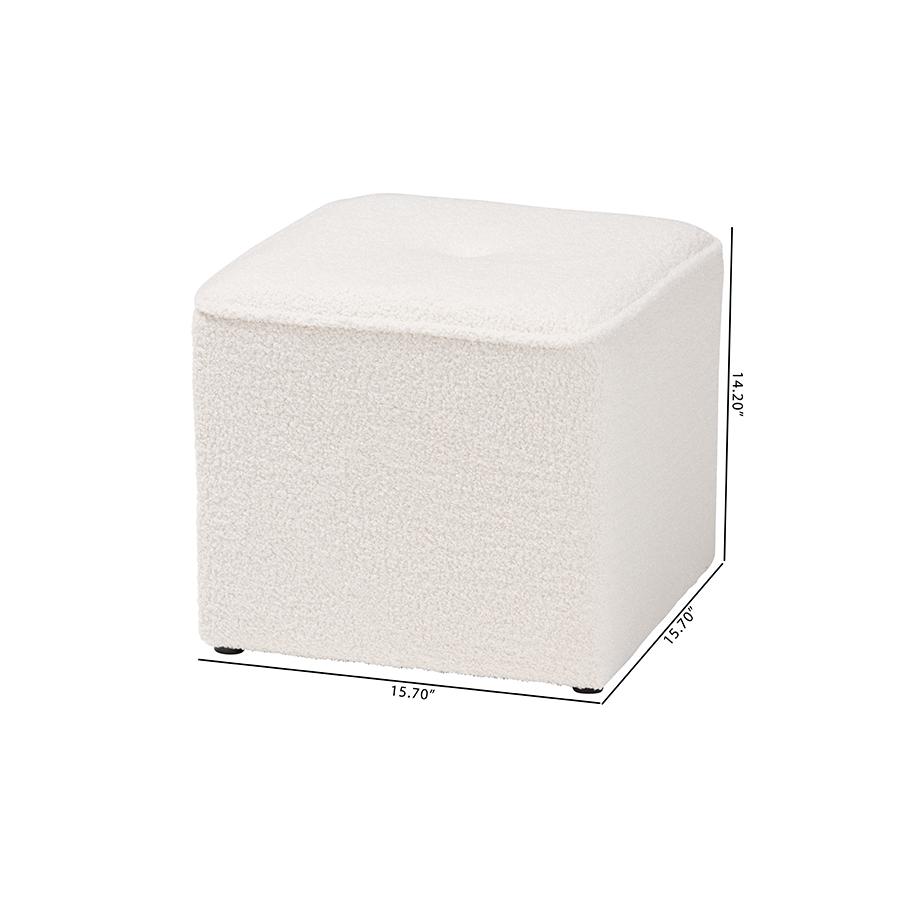 Baxton Studio Isaiah Modern and Contemporary Ivory Boucle Upholstered Ottoman. Picture 7