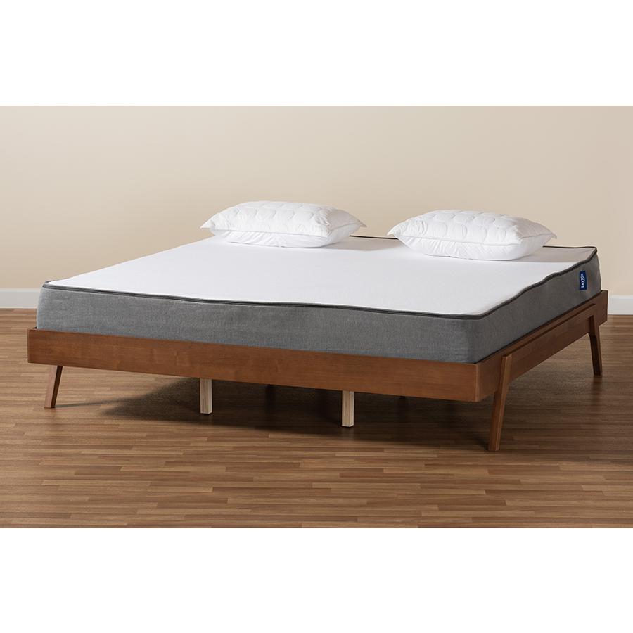 Sarita Mid-Century Modern Ash Walnut Finished Wood Queen Size Bed Frame. Picture 7