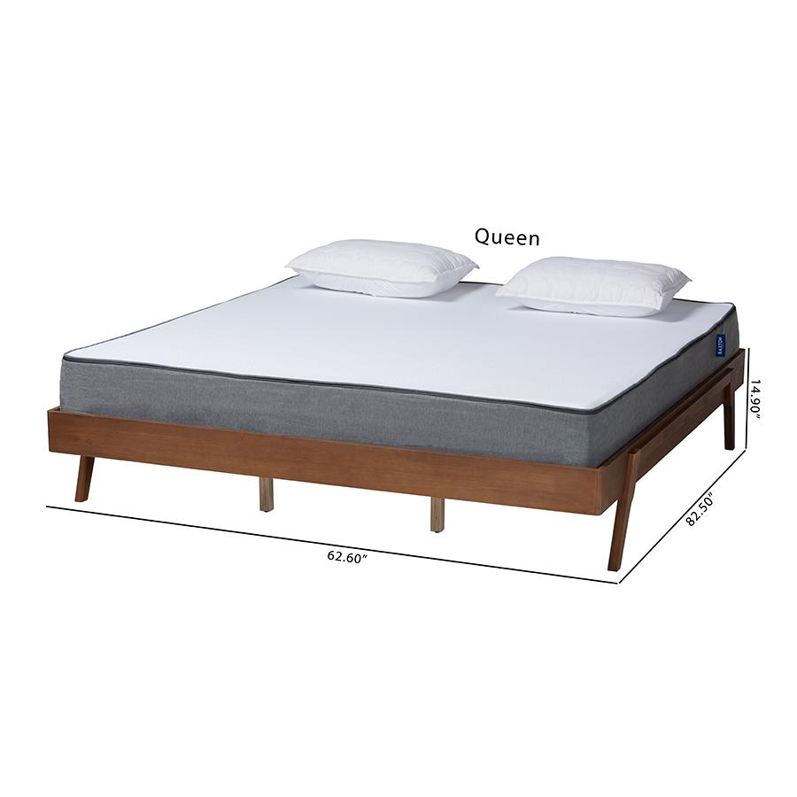 Sarita Mid-Century Modern Ash Walnut Finished Wood Queen Size Bed Frame. Picture 8