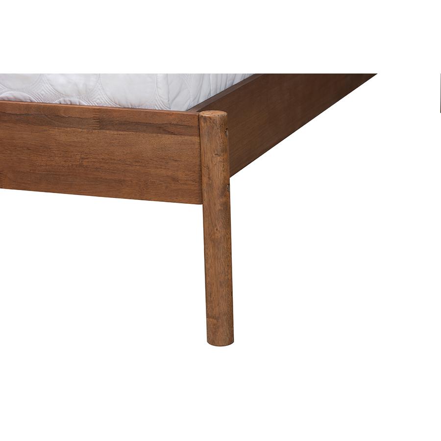 Agatis Mid-Century Modern Walnut Brown Finished Wood Queen Size Bed. Picture 5