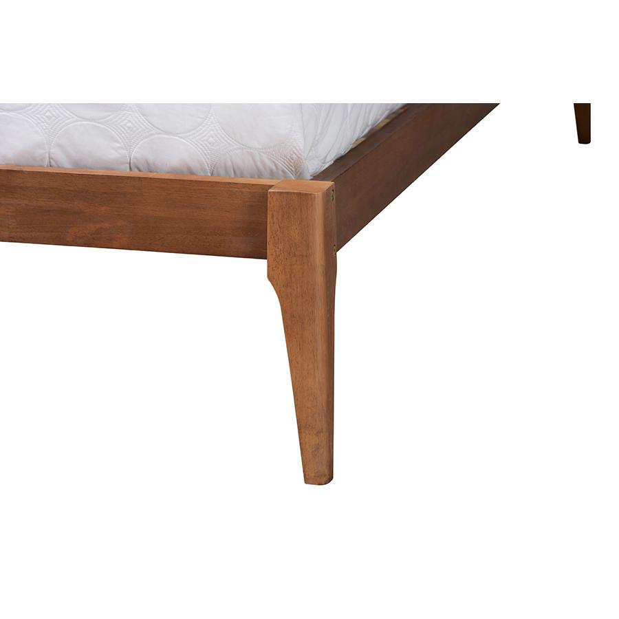 Transitional Light Grey Fabric and Ash Walnut Finished Wood Queen Size Bed. Picture 5
