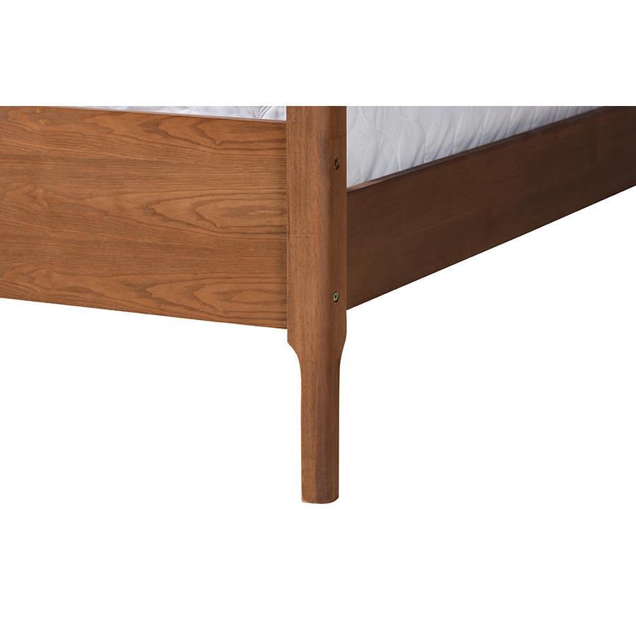 Ash Walnut Finished Wood Queen Size Platform Canopy Bed. Picture 5