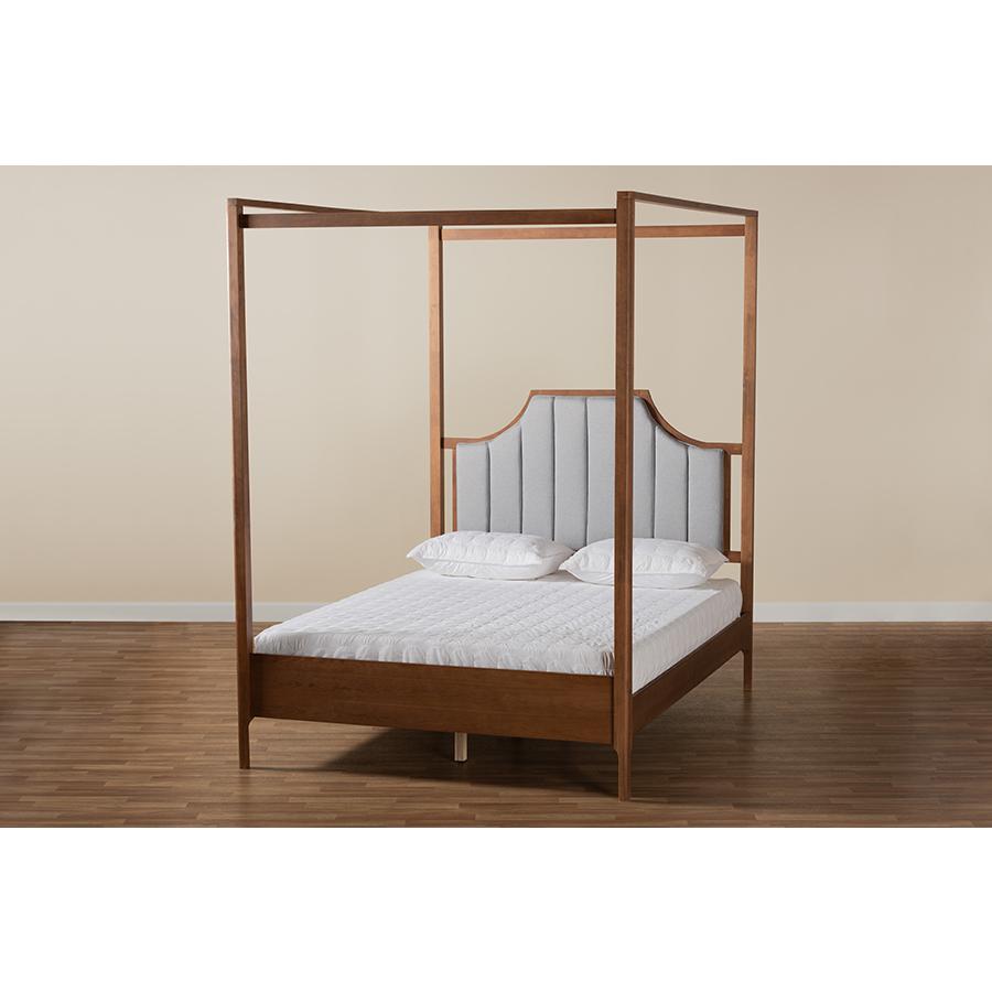 Ash Walnut Finished Wood Queen Size Platform Canopy Bed. Picture 8