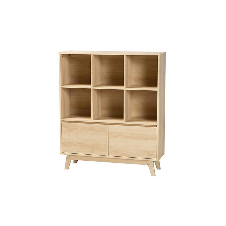 Baxton Studio Danina Japandi Oak Brown Finished Wood Bookshelf. Picture 1