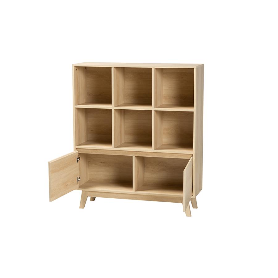 Baxton Studio Danina Japandi Oak Brown Finished Wood Bookshelf. Picture 2