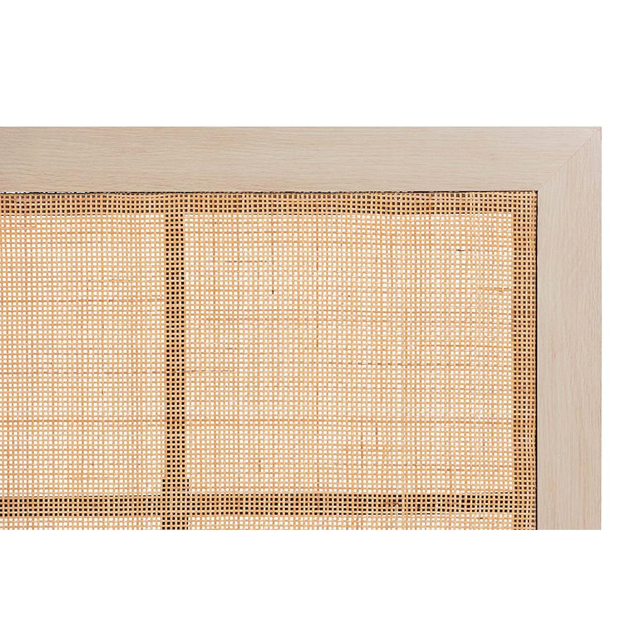 Bohemian Light Brown Finished Wood and Natural Rattan Queen Size Headboard. Picture 3
