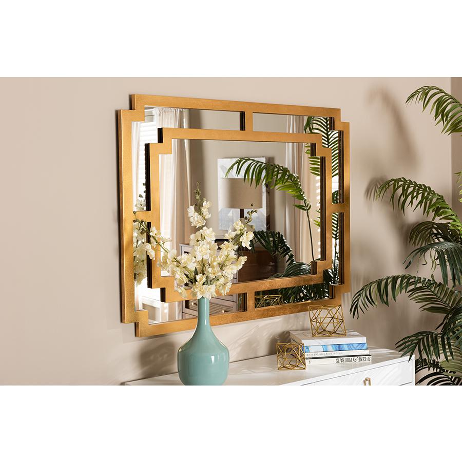 Dayana Modern and Contemporary Antique Gold Finished Wood Accent Wall Mirror. Picture 3