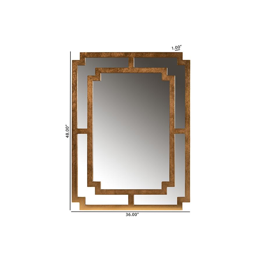 Dayana Modern and Contemporary Antique Gold Finished Wood Accent Wall Mirror. Picture 4