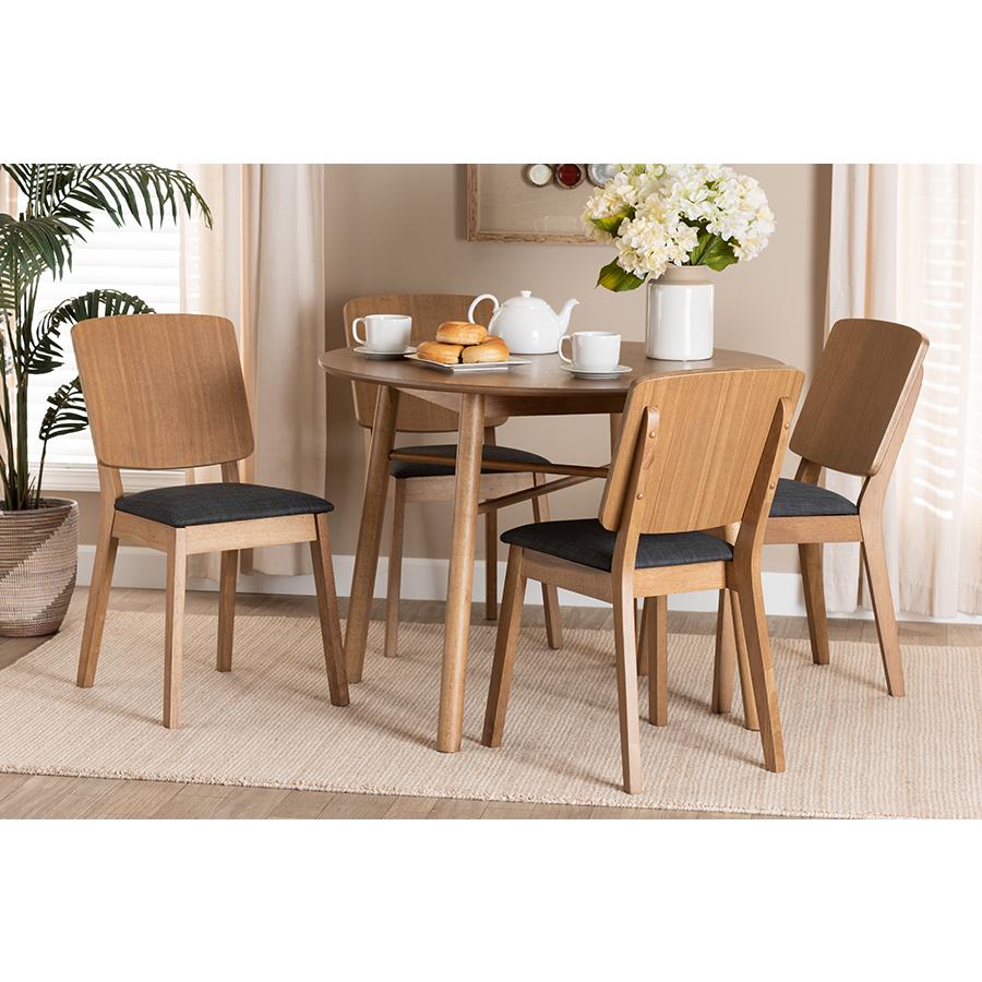 French Oak Brown Finished Rubberwood 2-Piece Dining Chair Set. Picture 8
