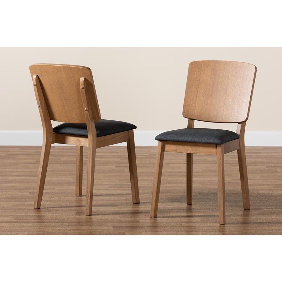 French Oak Brown Finished Rubberwood 2-Piece Dining Chair Set. Picture 8