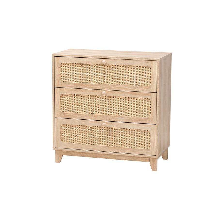 Natural Rattan 3-Drawer Storage Cabinet. Picture 1