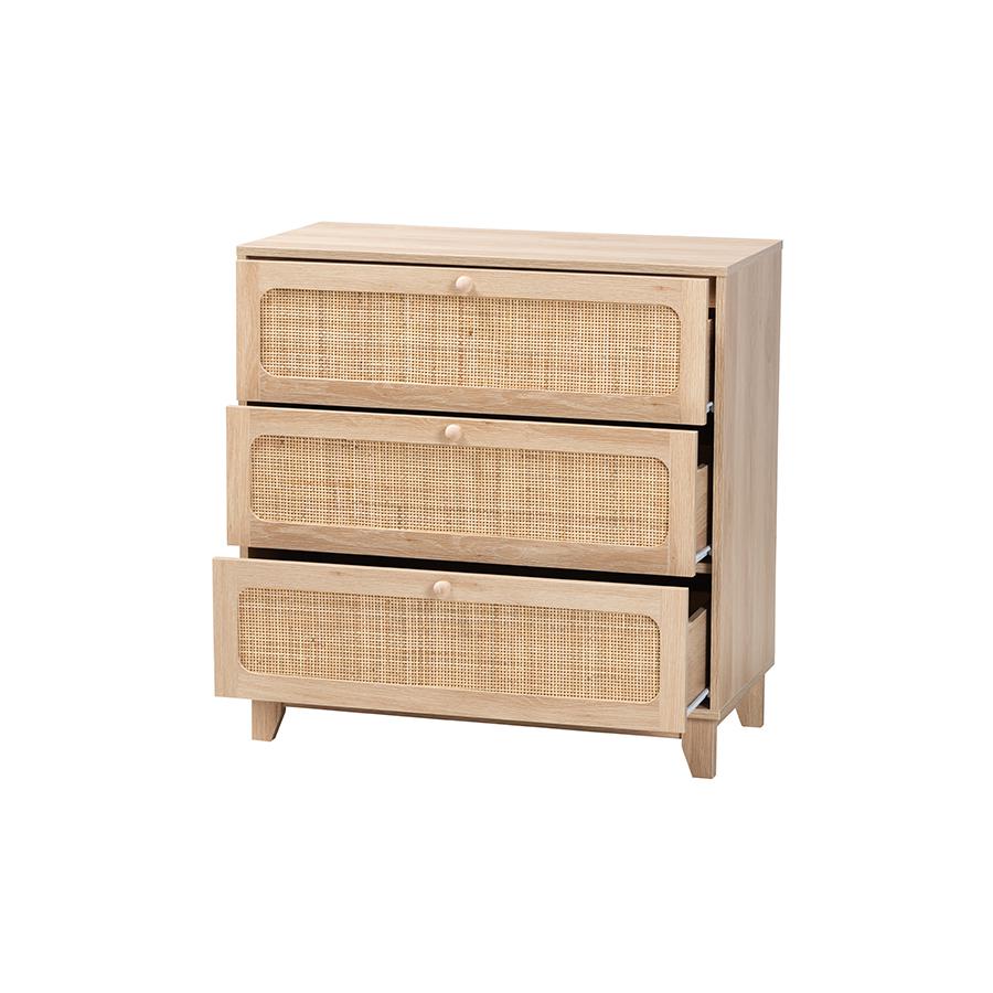 Natural Rattan 3-Drawer Storage Cabinet. Picture 2