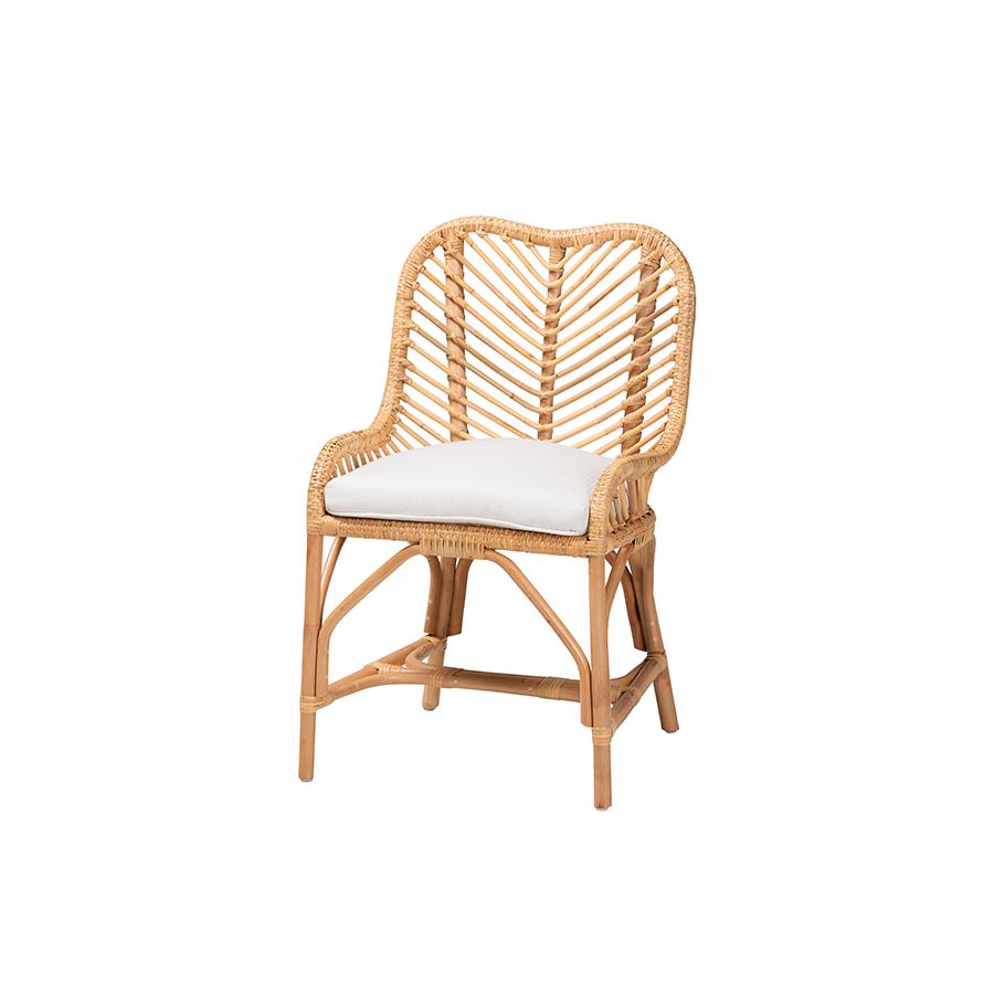 bali & pari Arween Modern Bohemian Natural Brown Rattan Dining Chair. Picture 1