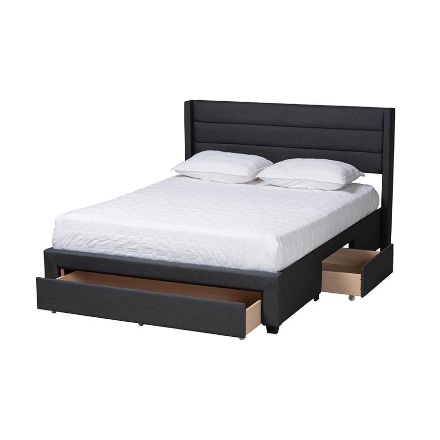 Dark Brown Finished Wood Full Size 3-Drawer Storage Platform Bed. Picture 2