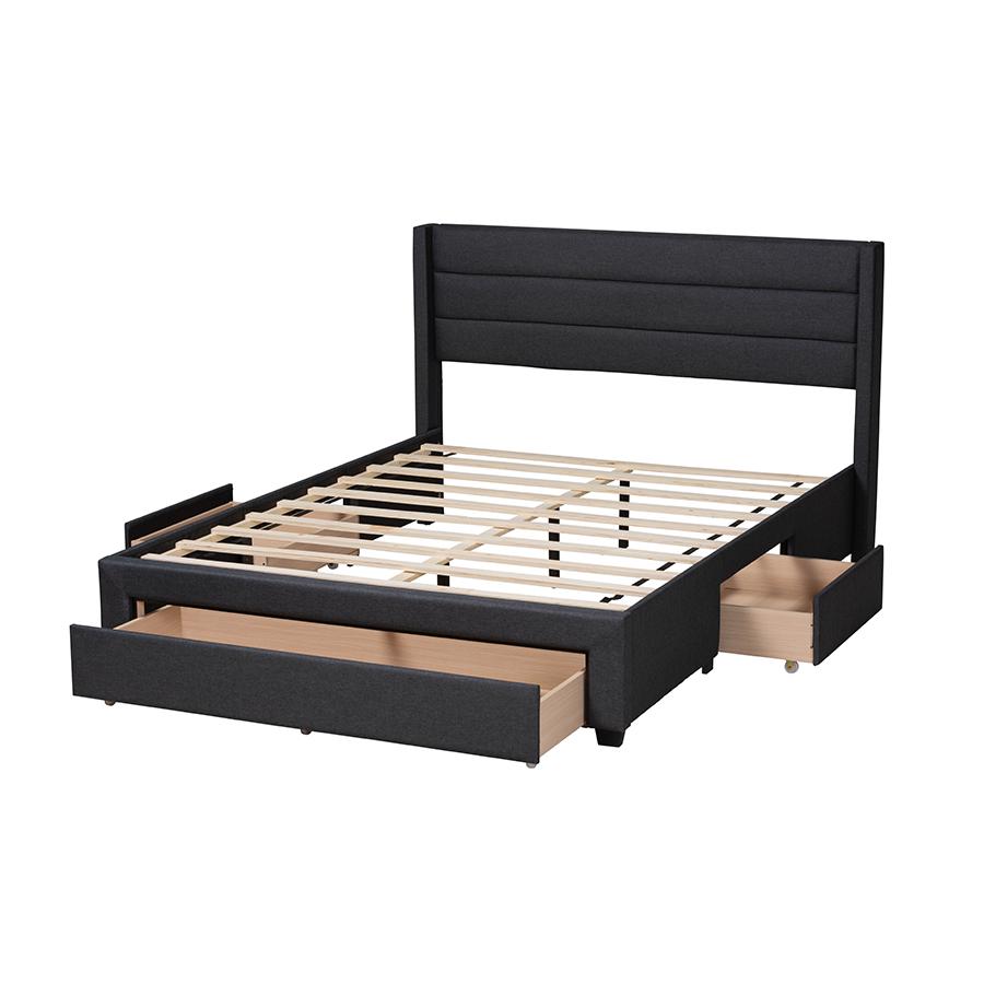 Dark Brown Finished Wood Full Size 3-Drawer Storage Platform Bed. Picture 5