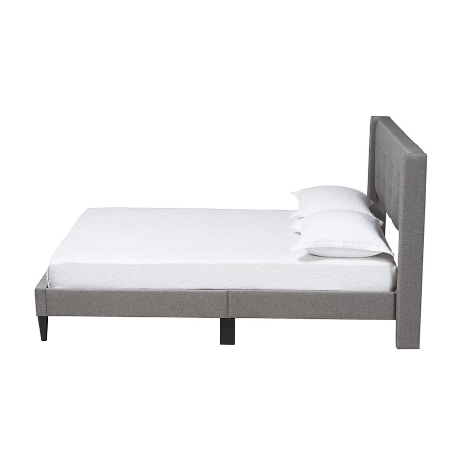 Transitional Grey Fabric Upholstered Full Size Platform Bed. Picture 2