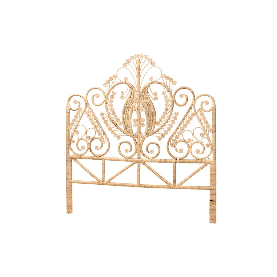 Bohemian Natural Brown Rattan Queen Size Standalone Headboard. Picture 1
