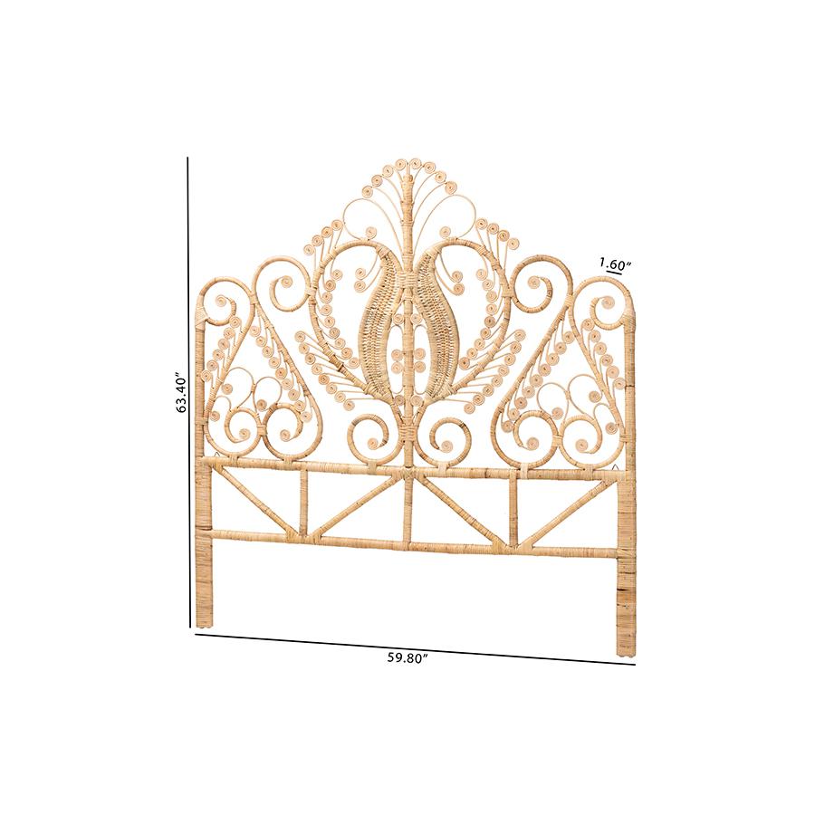 Bohemian Natural Brown Rattan Queen Size Standalone Headboard. Picture 8