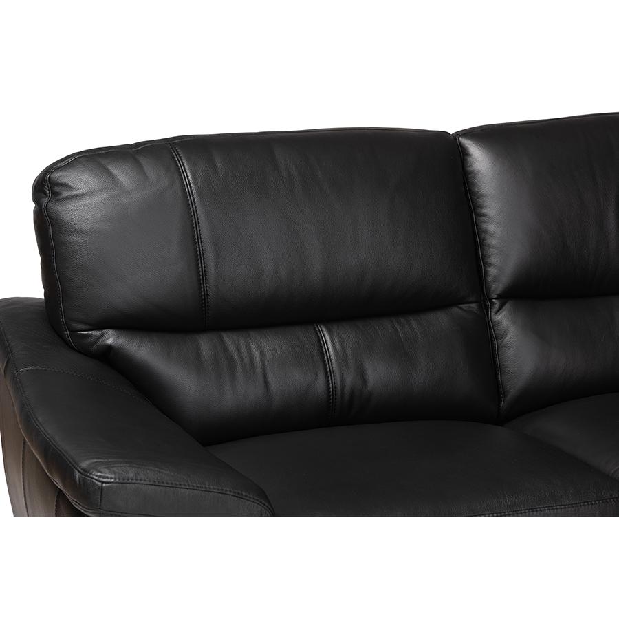 Townsend Modern Black Full Leather Sectional Sofa with Right Facing Chaise. Picture 2