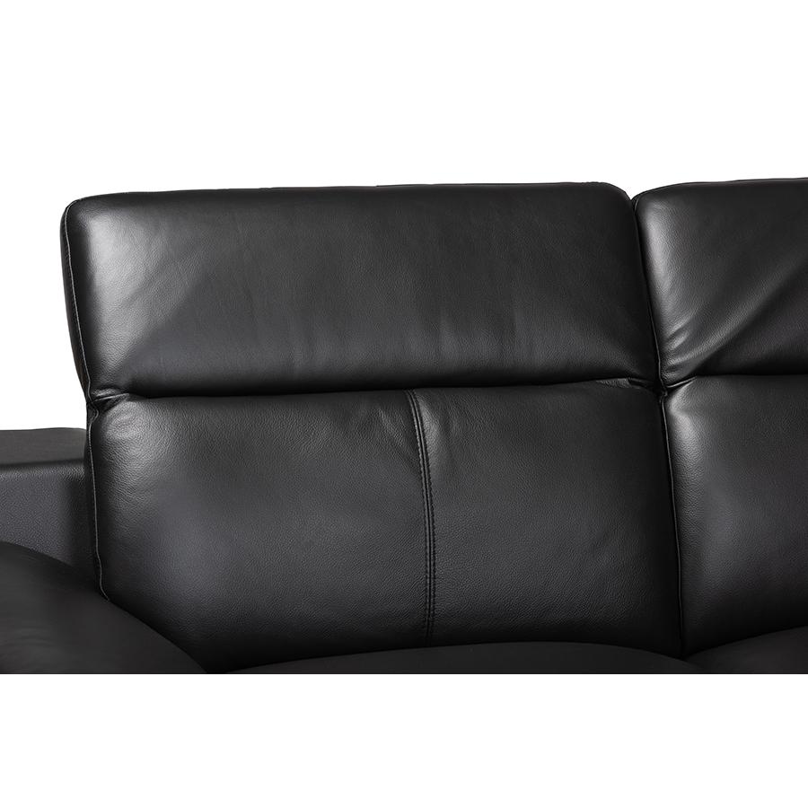 Reverie Modern Black Full  Leather Sectional Sofa with Right Facing Chaise. Picture 3