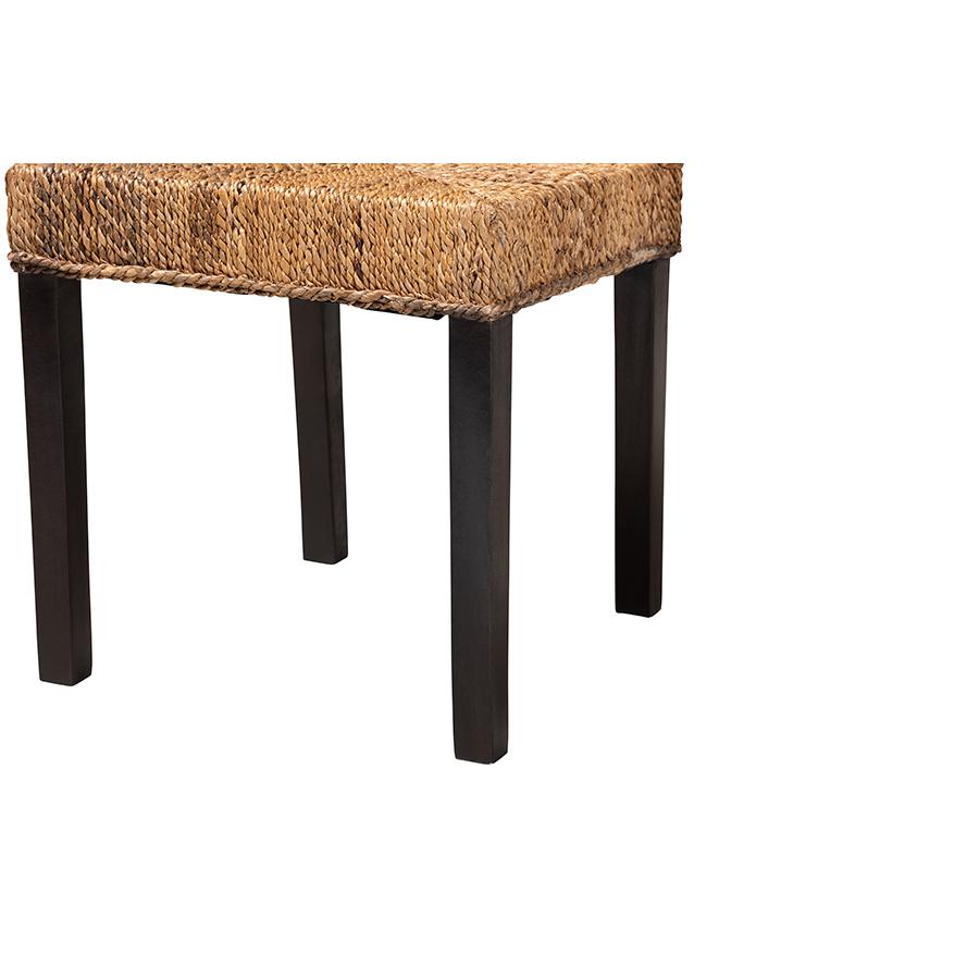 Bohemian Dark Brown Mahogany Wood and Seagrass Dining Chair. Picture 6