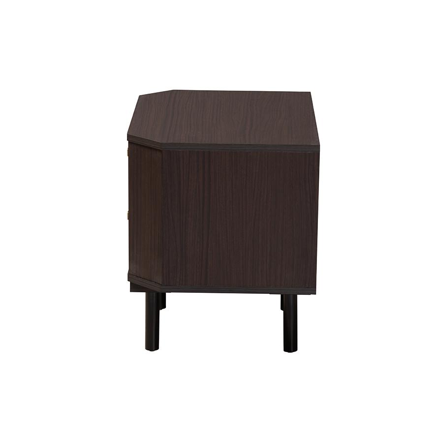 Transitional Two-Tone Black and Espresso Brown Finished Wood 2-Drawer End Table. Picture 4