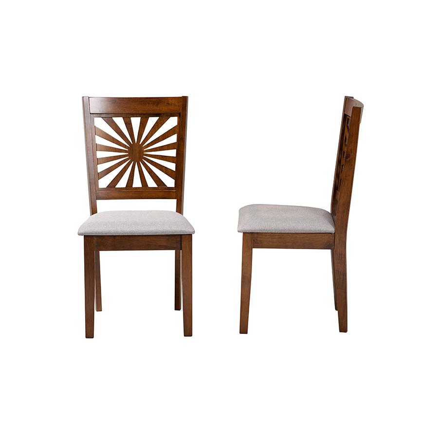 Olympia Modern Grey Fabric and Walnut Brown Finished Wood Dining Chair. Picture 3