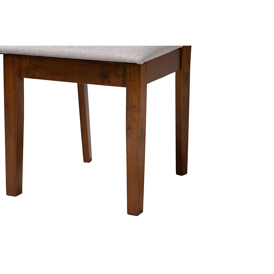 Olympia Modern Grey Fabric and Walnut Brown Finished Wood Dining Chair. Picture 5
