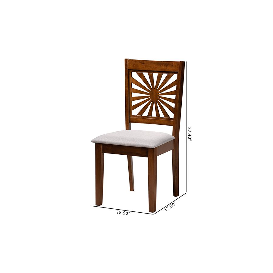 Olympia Modern Grey Fabric and Walnut Brown Finished Wood Dining Chair. Picture 9