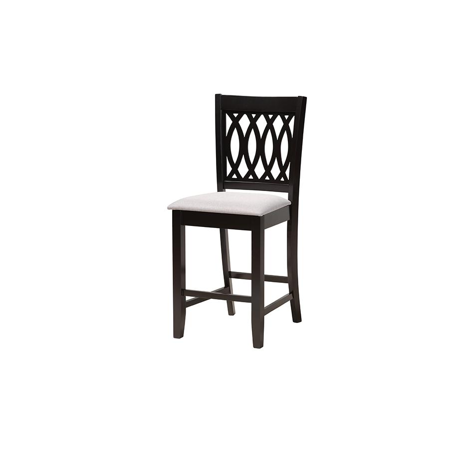 Florencia Modern Grey Fabric and Espresso Brown Finished Wood 5-Piece Pub Set. Picture 2
