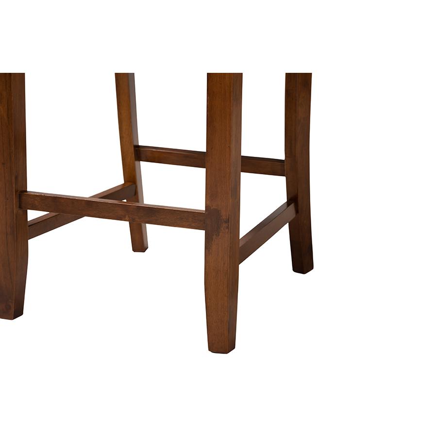 Florencia Modern Grey Fabric and Walnut Brown Finished Wood 5-Piece Pub Set. Picture 6