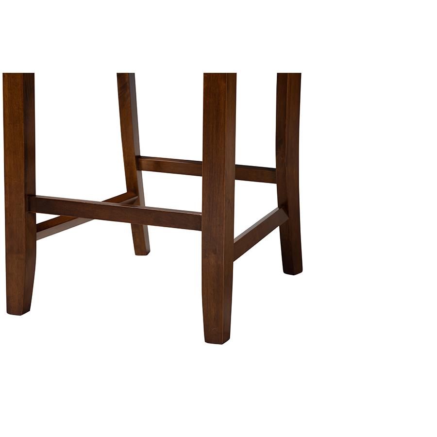Abigail Modern Grey Fabric and Walnut Brown Finished Wood 5-Piece Pub Set. Picture 6
