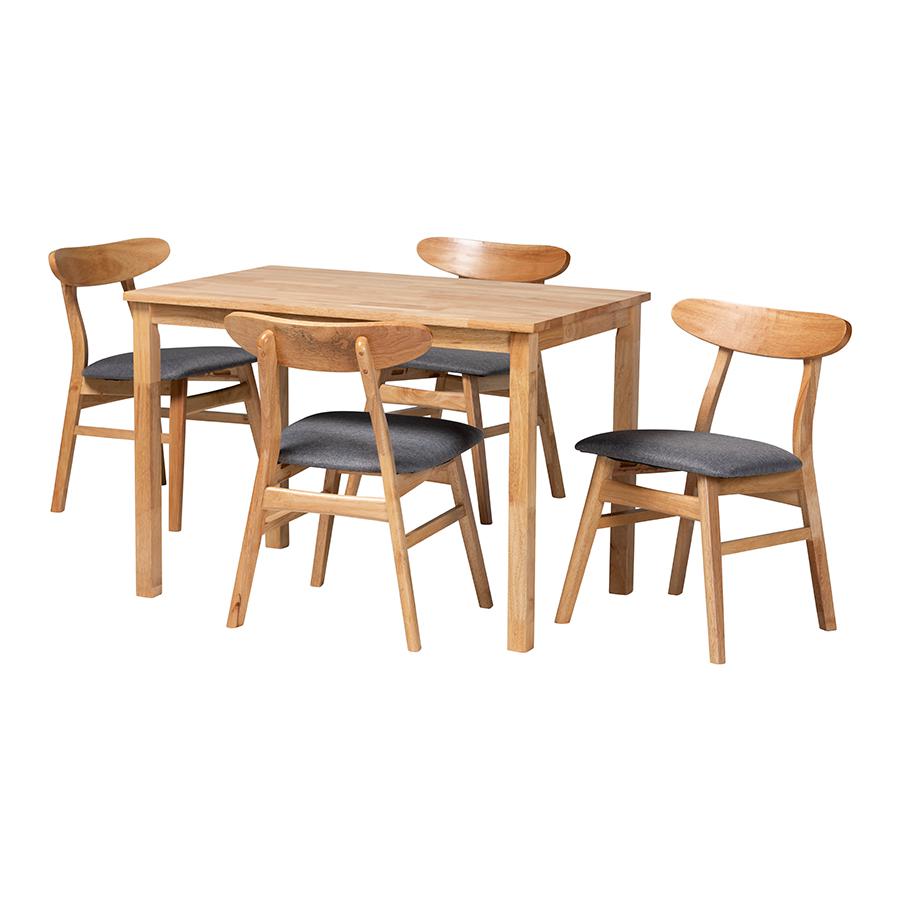 Natural Brown Finished Wood 5-Piece Dining Set. Picture 1