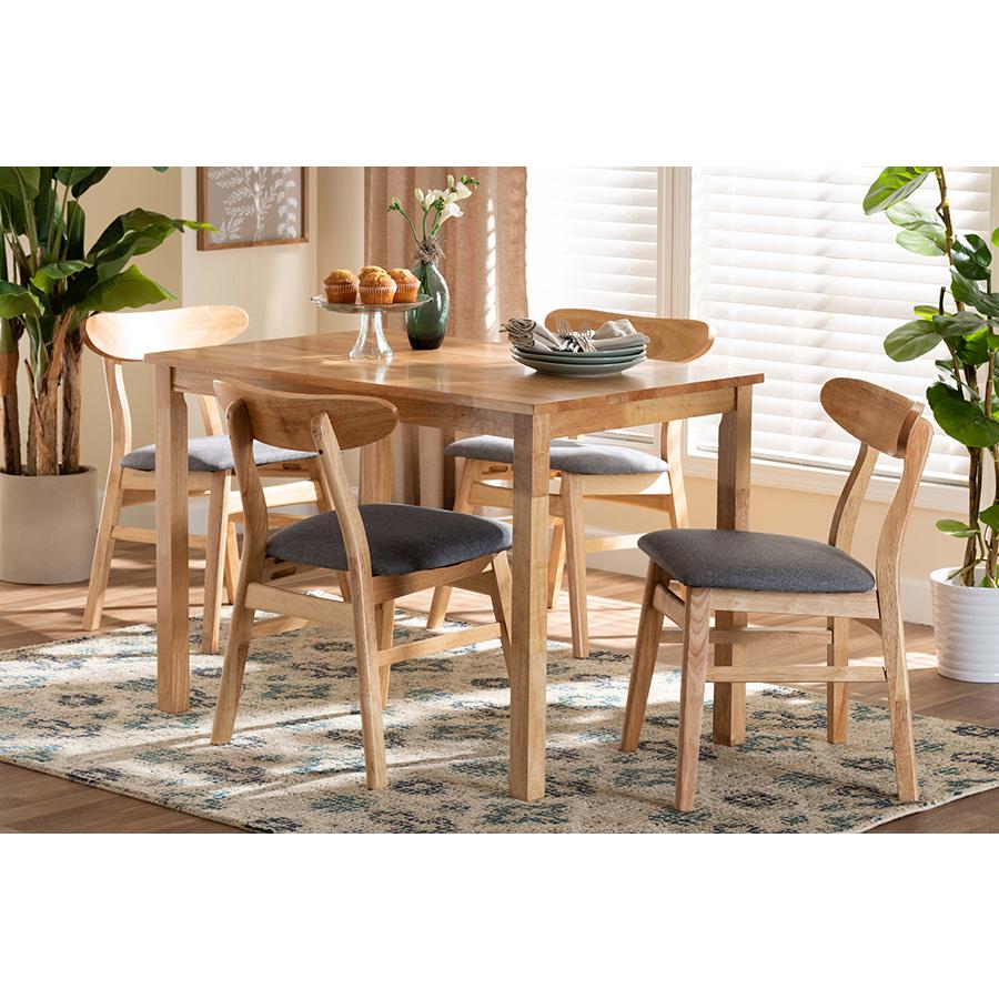 Natural Brown Finished Wood 5-Piece Dining Set. Picture 8
