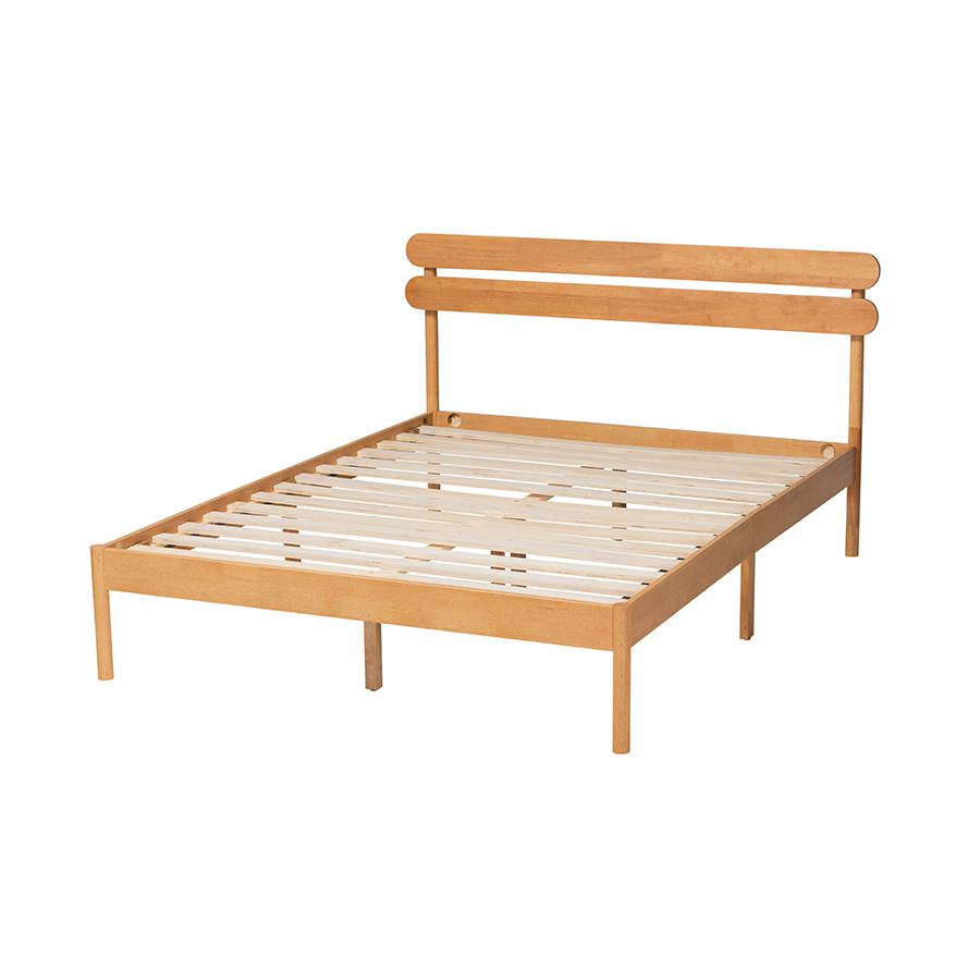 Baxton Studio Quincia Japandi Sandy Brown Finished Wood Queen Size Platform Bed. Picture 3