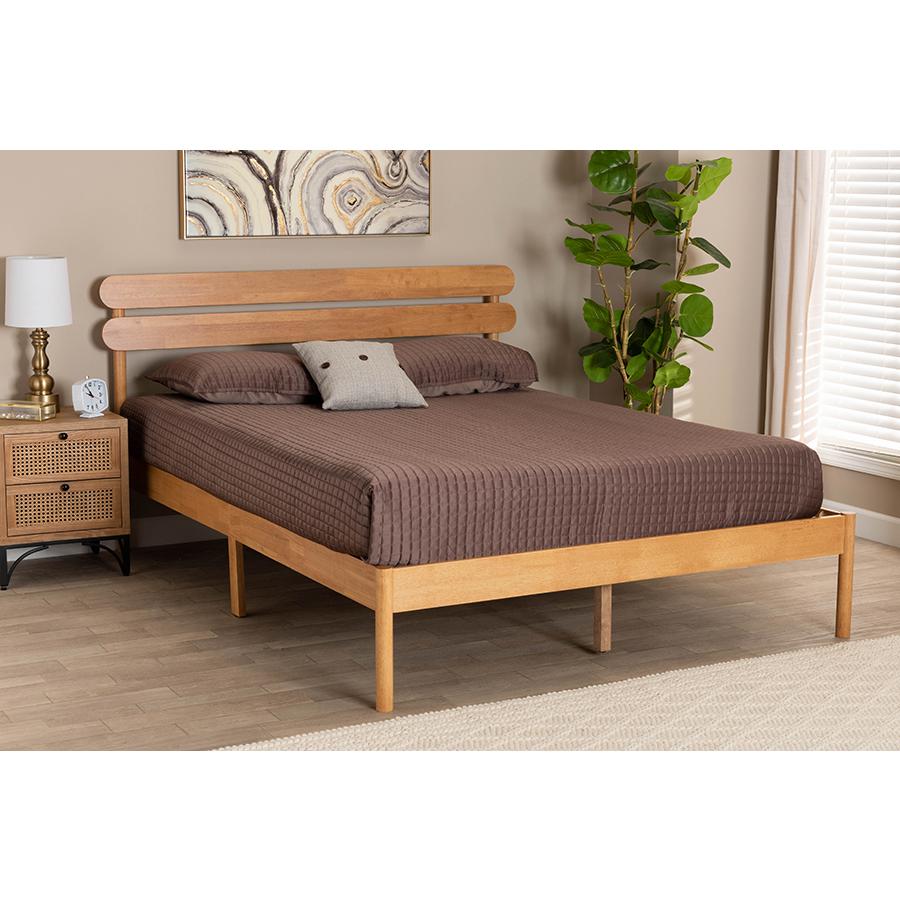 Baxton Studio Quincia Japandi Sandy Brown Finished Wood Queen Size Platform Bed. Picture 7