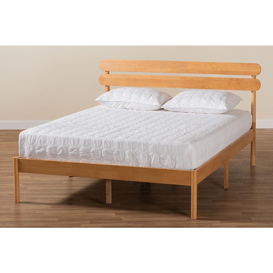 Baxton Studio Quincia Japandi Sandy Brown Finished Wood Queen Size Platform Bed. Picture 8