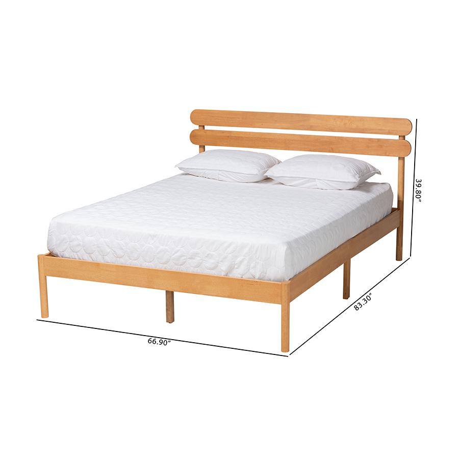 Baxton Studio Quincia Japandi Sandy Brown Finished Wood Queen Size Platform Bed. Picture 9