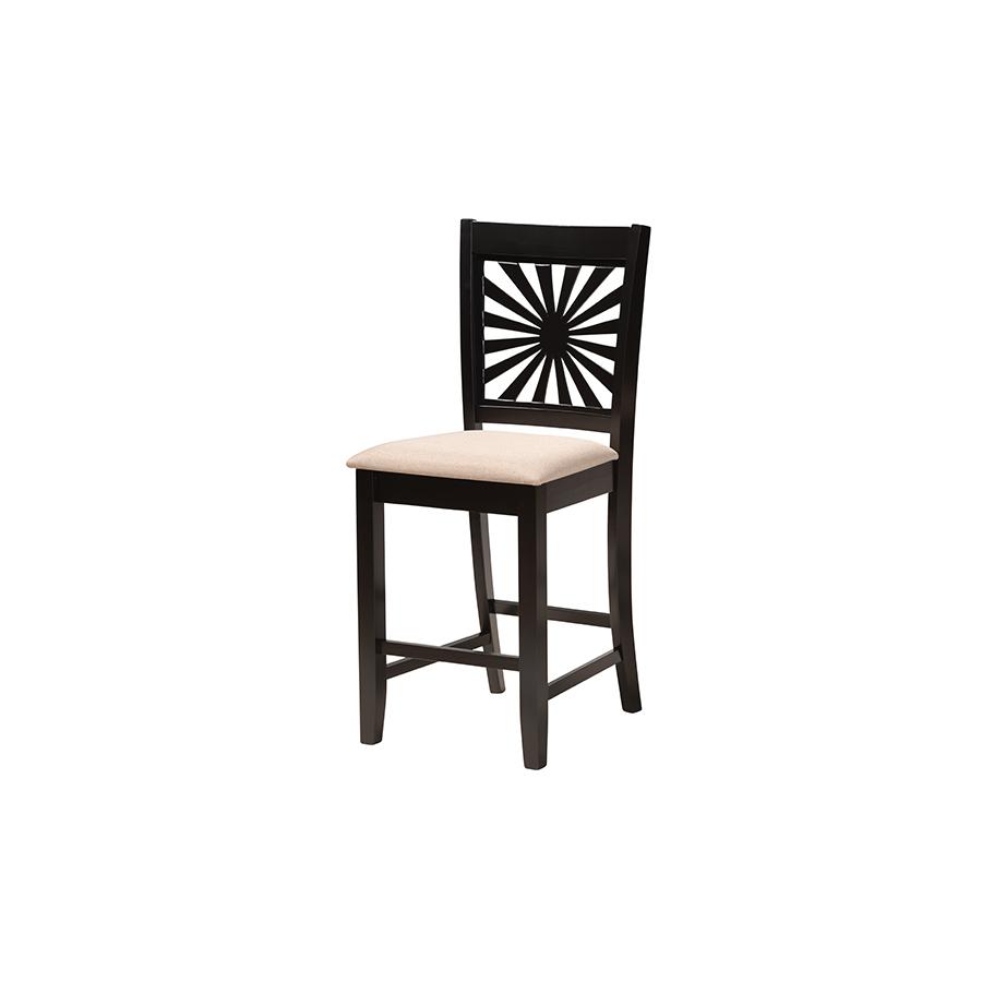 Olympia Modern Beige Fabric and Espresso Brown Finished Wood 5-Piece Pub Set. Picture 2