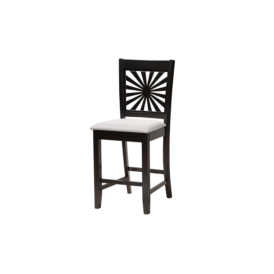 Olympia Modern Grey Fabric and Espresso Brown Finished Wood 5-Piece Pub Set. Picture 2