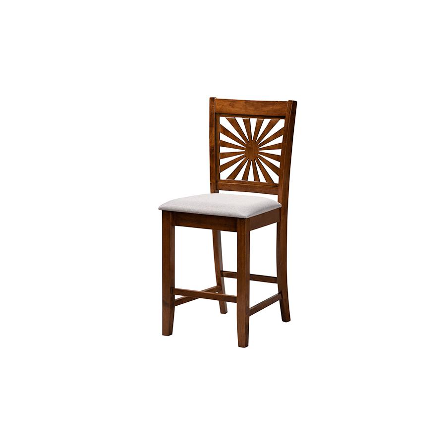 Olympia Modern Grey Fabric and Walnut Brown Finished Wood 5-Piece Pub Set. Picture 2