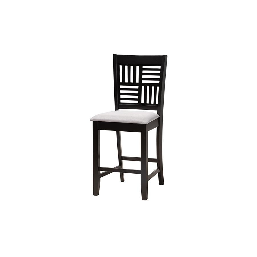 Deanna Modern Grey Fabric and Dark Brown Finished Wood 5-Piece Pub Set. Picture 2